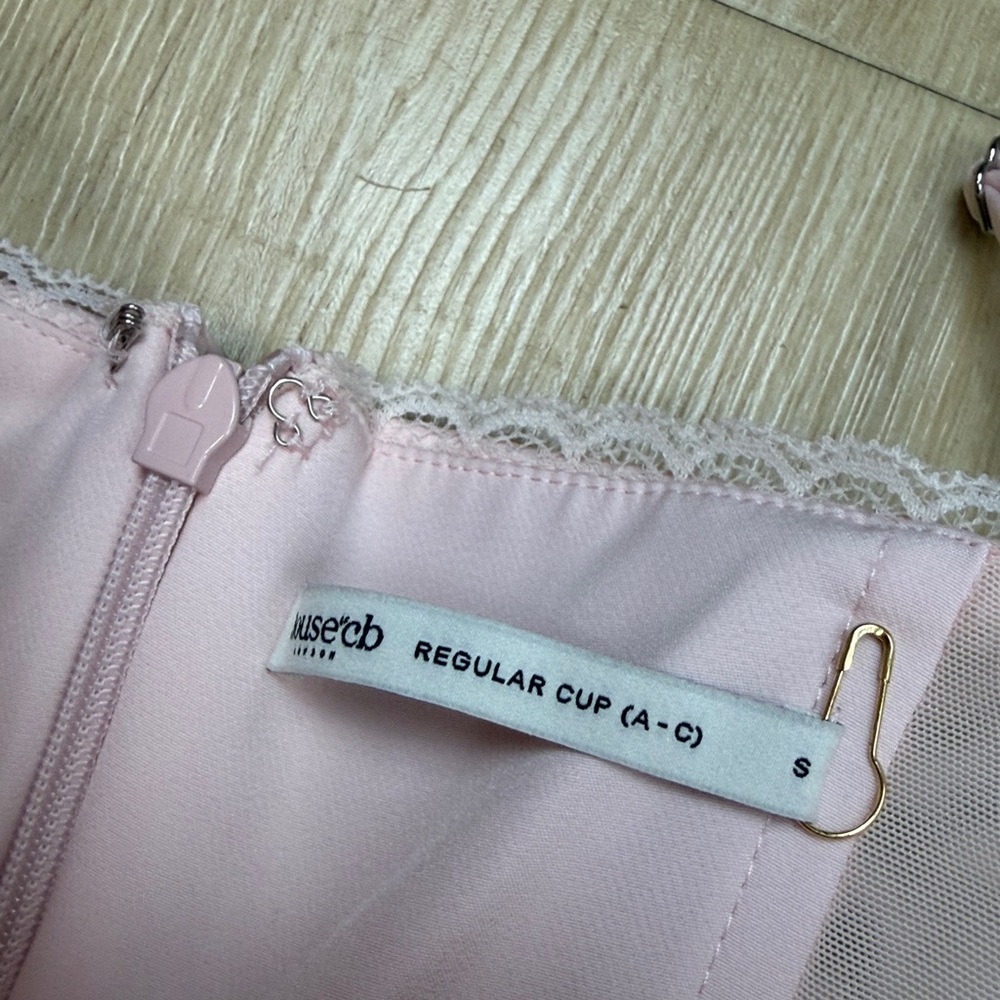House of cb Mademoiselle Bustier Stretch Satin Midi Dress pink salt, SMALL - Picture 7 of 9